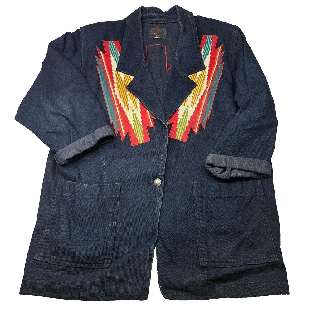 Vintage Sundance Womens Moxie Denim Jacket Size M Southwestern Western Cowgirl